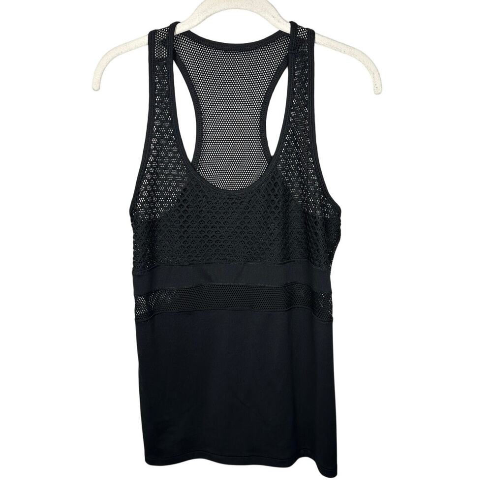 Black Mesh Sleeveless Scoop Neck Athletic Tank Top Women's Large